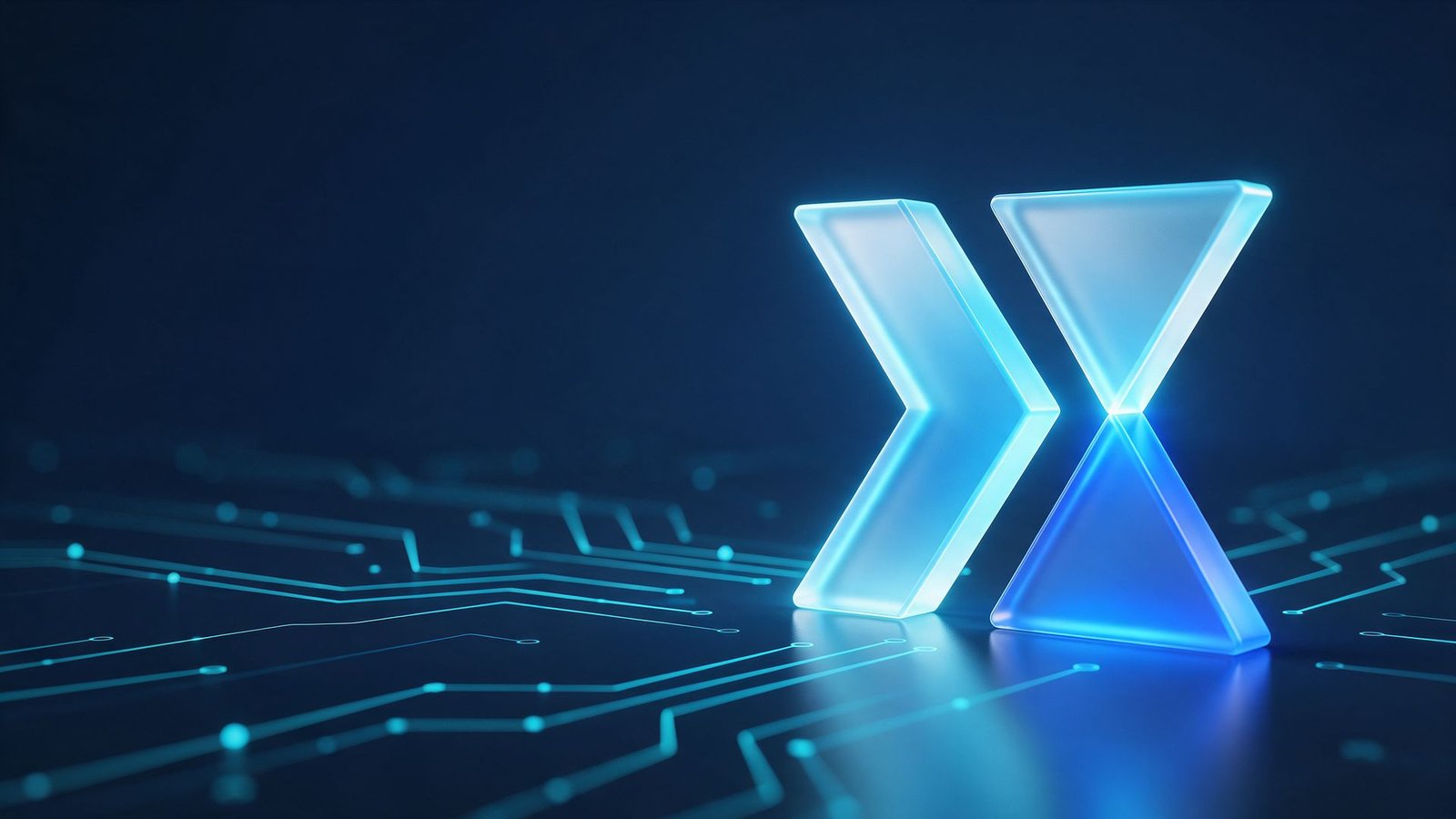 Isotipo de Elexxia en cristal sobre circuitos