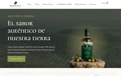 Portada de la web de Montetucci, aceite de oliva