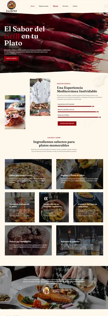 Diseño de la web de Olimpus Restaurante