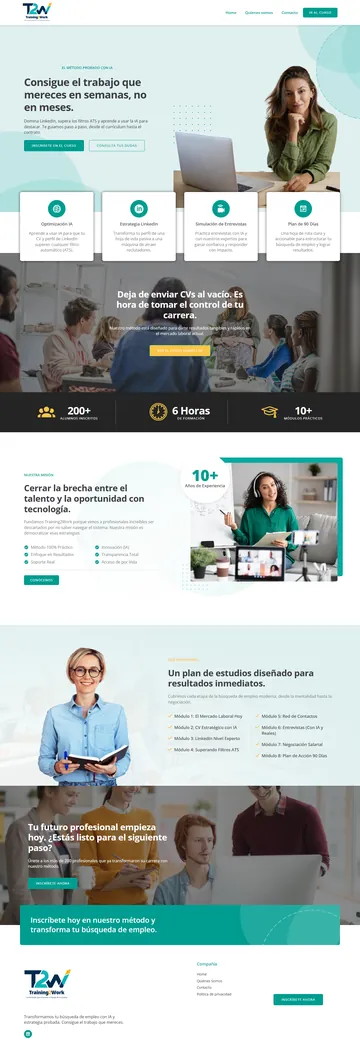 Diseño de la web de Training2Work